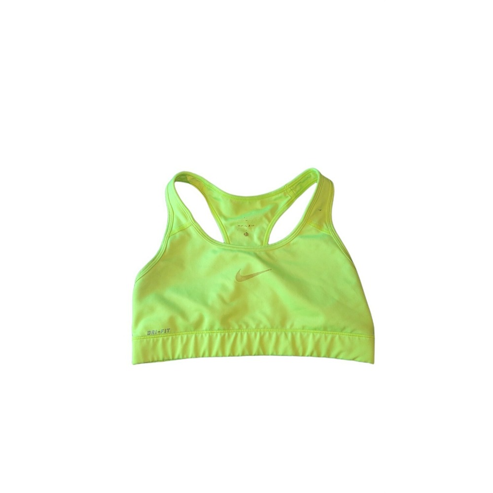 Nike Dri Fit Sports Bra Women Sz S Neon Green Yellow Activewear Workout Top Gym